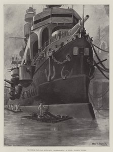 O navio de guerra francês de primeira classe Charles Martel em Toulon, retomando toques
